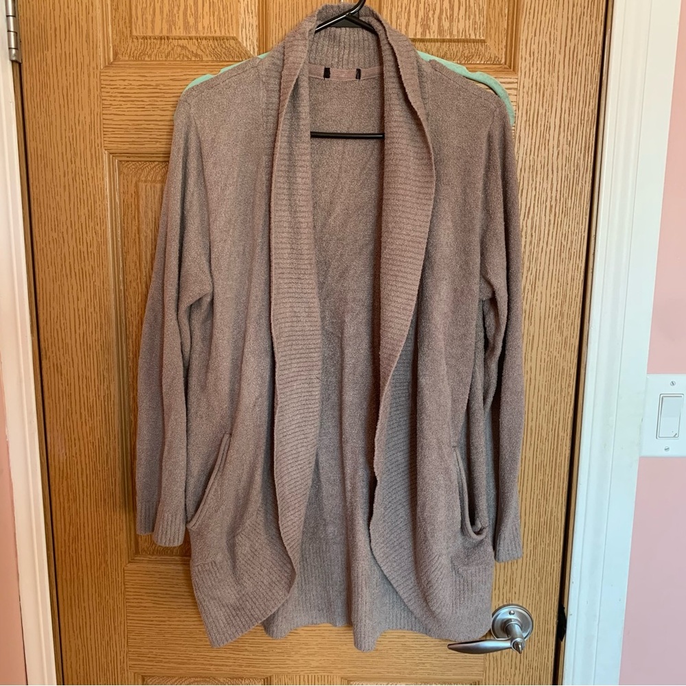 Cozy Open-Front Women’s Cardigan Sweater - Taupe